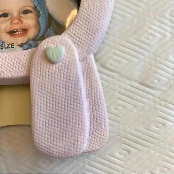 New! Vintage Pair Papel Ceramic Baby Child Photo Frames 3x3 & 2x3 Bunny Giraffe - Picture 12 of 16